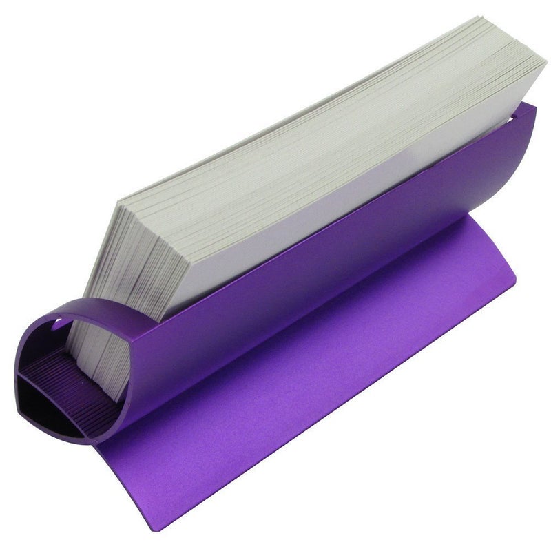CellCase Desktop Innovative/Creative Q Shape Stainless Steel Business Name Card Holder (Purple) - Image 3